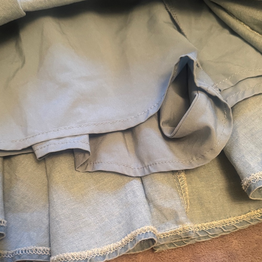 Womens Denim Grommet Detail Layered Skirt - Picture 3 of 5
